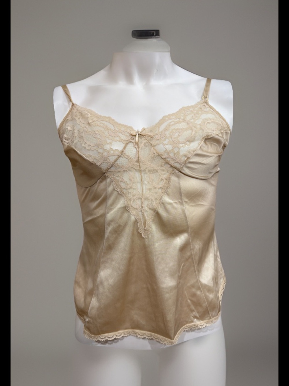 Vintage Sears Isn't It Divine Beige Camisole Cami Lace Lingerie Size 36
